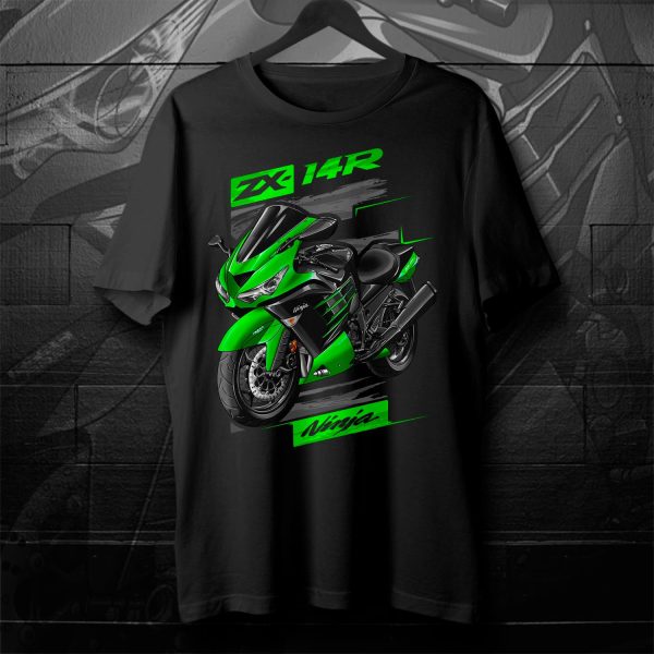 T-shirt Kawasaki ZX-14R 2014-2015 Golden Blazed Green & Metallic Spark Black Merchandise & Clothing Motorcycle Apparel