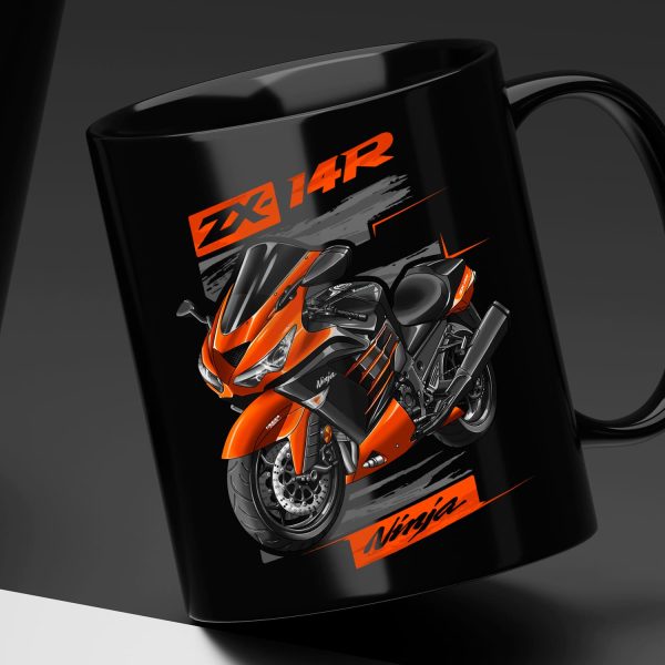 Black Mug Kawasaki ZX-14R 2014 Candy Burnt Orange & Metallic Spark Black Merchandise & Clothing Motorcycle Apparel