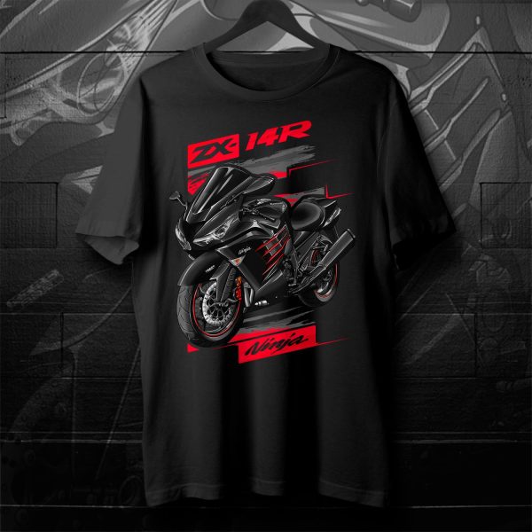 T-shirt Kawasaki ZX-14R 2014 Flat Ebony & Ebony Merchandise & Clothing Motorcycle Apparel
