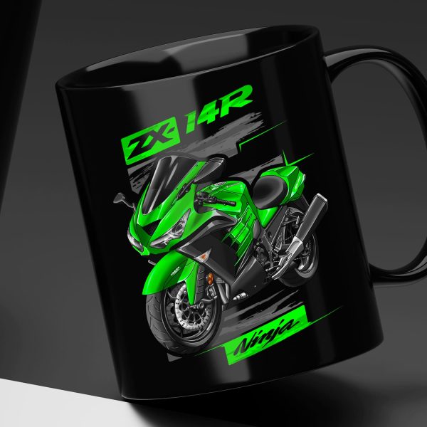 Black Mug Kawasaki ZX-14R 2015 Golden Blazed Green & Metallic Spark Black Merchandise & Clothing Motorcycle Apparel