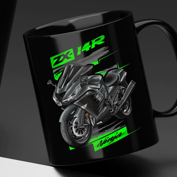 Black Mug Kawasaki ZX-14R 2015 Metallic Carbon Grey & Metallic Spark Black Merchandise & Clothing Motorcycle Apparel