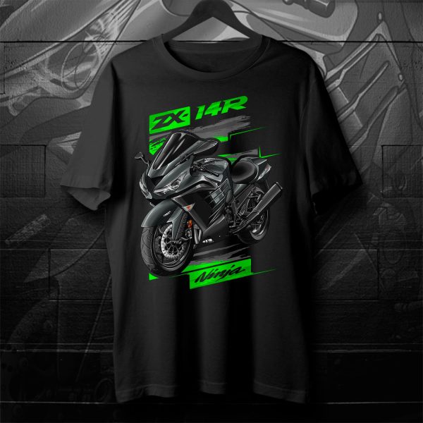 T-shirt Kawasaki ZX-14R 2015 Metallic Carbon Grey & Metallic Spark Black Merchandise & Clothing Motorcycle Apparel