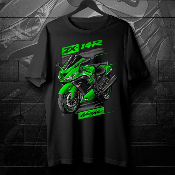 T-shirt Kawasaki ZX-14R 2016 Golden Blazed Green & Metallic Spark Black Merchandise & Clothing Motorcycle Apparel
