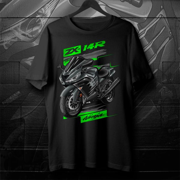 T-shirt Kawasaki ZX-14R 2016 Metallic Carbon Gray & Galaxy Silver Merchandise & Clothing Motorcycle Apparel