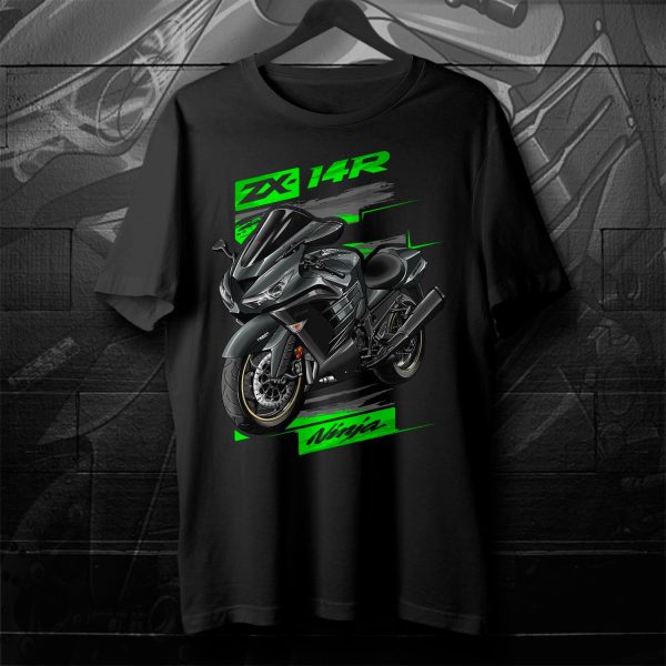 T-shirt Kawasaki ZX-14R 2016 Metallic Matte Carbon Gray Merchandise & Clothing Motorcycle Apparel