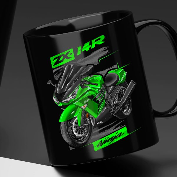 Black Mug Kawasaki ZX-14R 2017 Golden Blazed Green & Metallic Spark Black Merchandise & Clothing Motorcycle Apparel