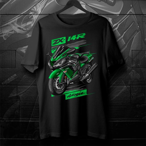 T-shirt Kawasaki ZX-14R 2018 Emerald Blazed Green & Metallic Carbon Grey Merchandise & Clothing Motorcycle Apparel