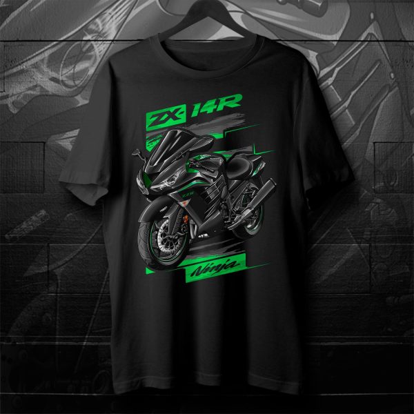 T-shirt Kawasaki ZX-14R 2018 Metallic Carbon Grey & Emerald Blazed Green Merchandise & Clothing Motorcycle Apparel