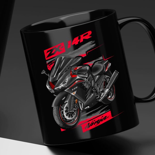 Black Mug Kawasaki ZX-14R 2019 Metallic Spark Black & Candy Cardinal Red Merchandise & Clothing Motorcycle Apparel