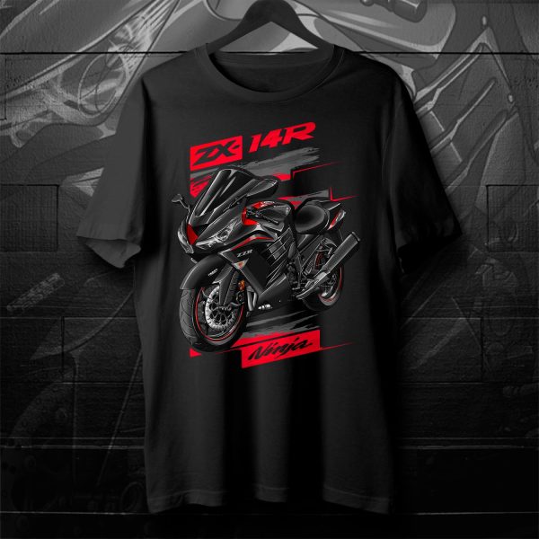 T-shirt Kawasaki ZX-14R 2019 Metallic Spark Black & Candy Cardinal Red Merchandise & Clothing Motorcycle Apparel
