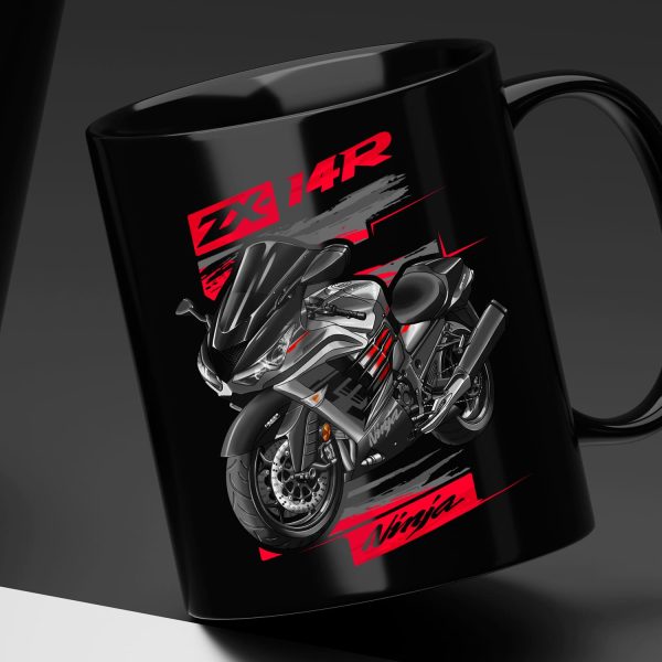 Black Mug Kawasaki ZX-14R 2022 Pearl Storm Gray & Metallic Diablo Black Merchandise & Clothing Motorcycle Apparel