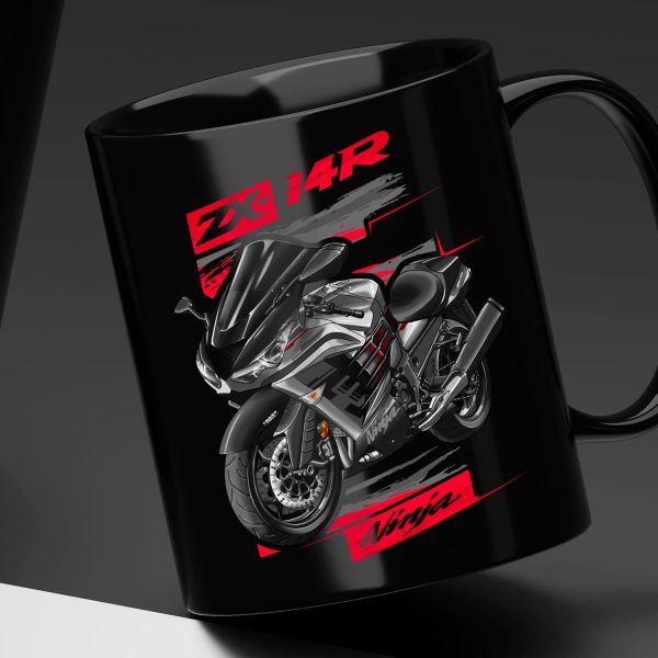 Black Mug Kawasaki ZX-14R 2023 Metallic Matte Graphenesteel Gray & Flat Ebony Merchandise & Clothing Motorcycle Apparel