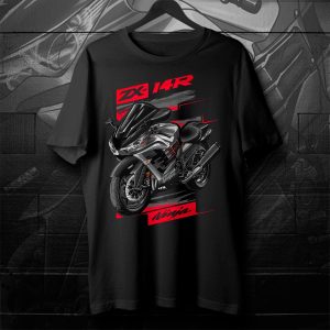 T-shirt Kawasaki ZX-14R 2023 Metallic Matte Graphenesteel Gray & Flat Ebony Merchandise & Clothing Motorcycle Apparel