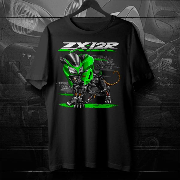 T-shirt Kawasaki ZX-12R Panther 2000 Metallic Lime Green Merchandise & Clothing Motorcycle Apparel