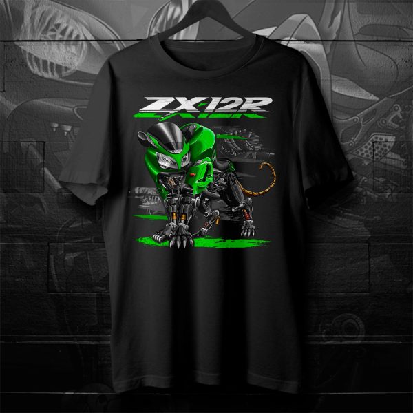 T-shirt Kawasaki ZX-12R Panther 2001 Candy Lime Green Merchandise & Clothing Motorcycle Apparel