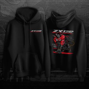 Hoodie Kawasaki ZX-12R Panther 2001 Candy Persimmon Red Merchandise & Clothing Motorcycle Apparel