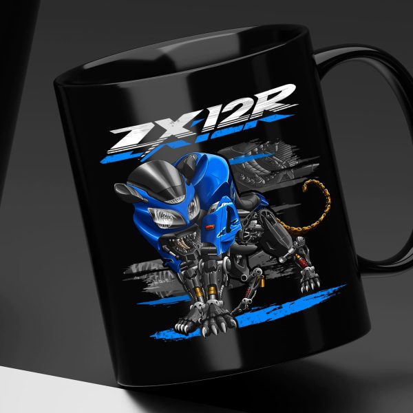Black Mug Kawasaki ZX-12R Panther 2001 Candy Thunder Blue Merchandise & Clothing Motorcycle Apparel