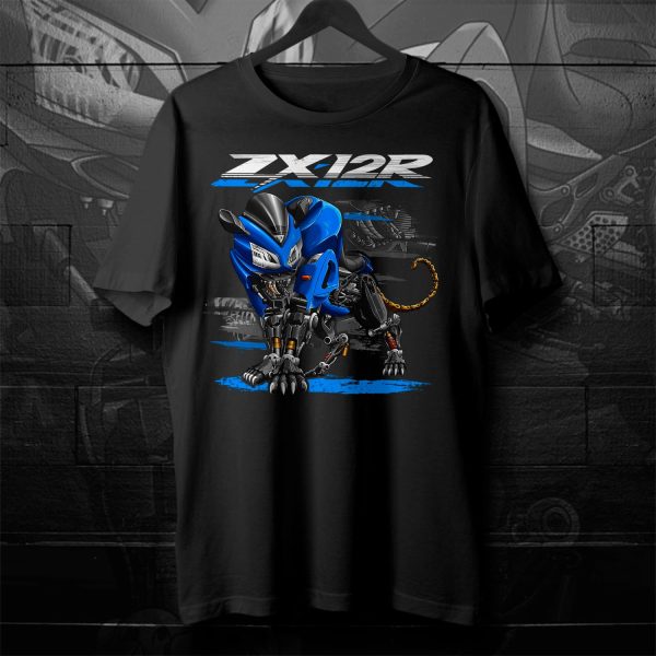 T-shirt Kawasaki ZX-12R Panther 2002 Candy Thunder Blue Merchandise & Clothing Motorcycle Apparel