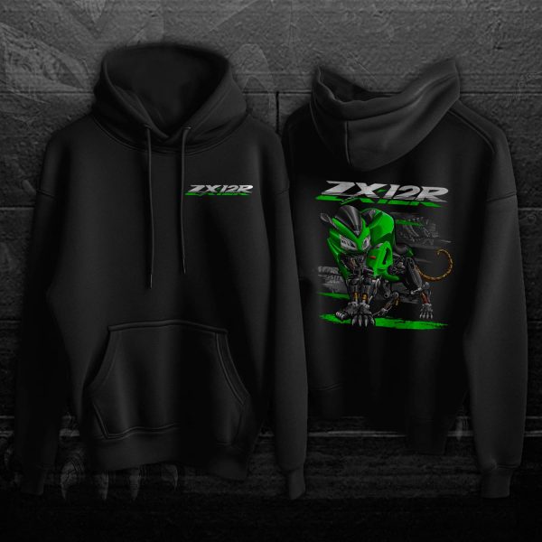 Hoodie Kawasaki ZX-12R Panther 2003 Lime Green Merchandise & Clothing Motorcycle Apparel