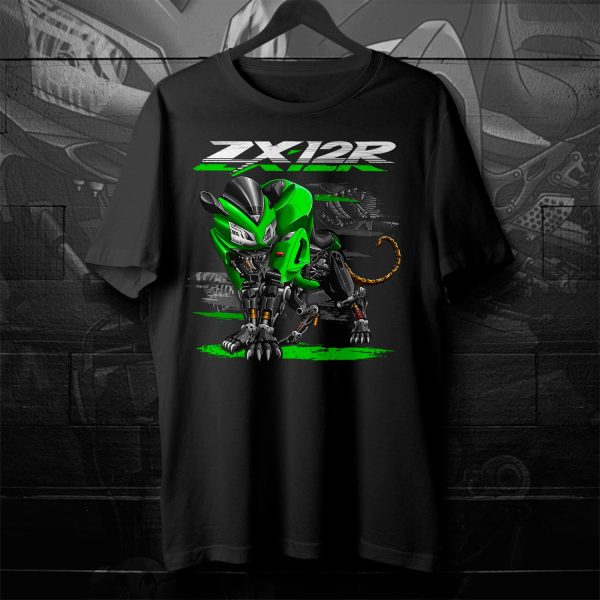 T-shirt Kawasaki ZX-12R Panther 2003 Lime Green Merchandise & Clothing Motorcycle Apparel