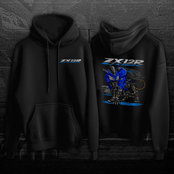 Hoodie Kawasaki ZX-12R Panther 2004 Candy Thunder Blue Merchandise & Clothing Motorcycle Apparel