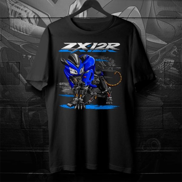 T-shirt Kawasaki ZX-12R Panther 2004 Candy Thunder Blue Merchandise & Clothing Motorcycle Apparel