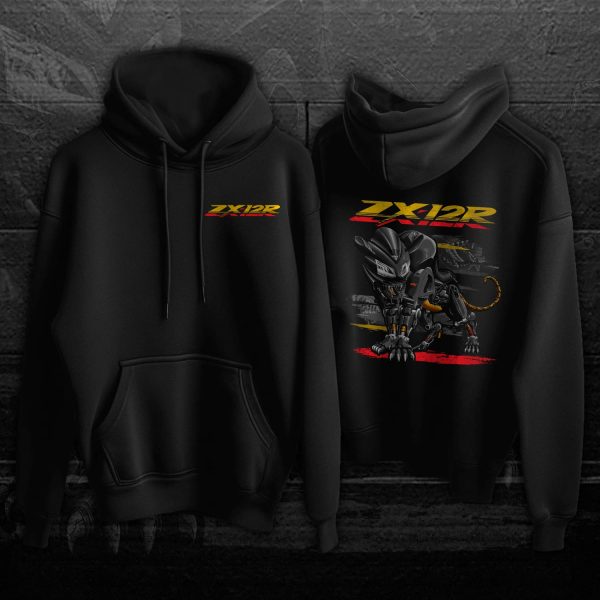 Hoodie Kawasaki ZX-12R Panther 2006 Pearl Mystic Black & Metallic Crescent Gold Merchandise & Clothing Motorcycle Apparel