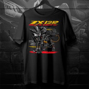 T-shirt Kawasaki ZX-12R Panther 2006 Pearl Mystic Black & Metallic Crescent Gold Merchandise & Clothing Motorcycle Apparel