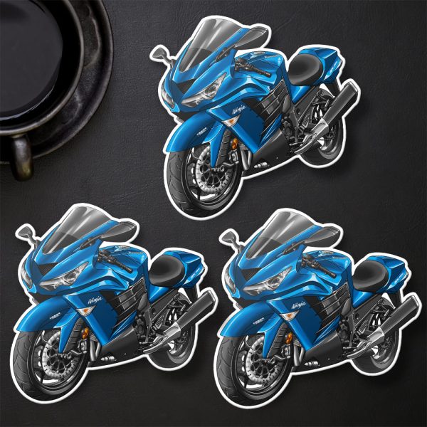 Stickers Kawasaki ZX-14R 2012 Candy Surf Blue Merchandise & Clothing Motorcycle Apparel