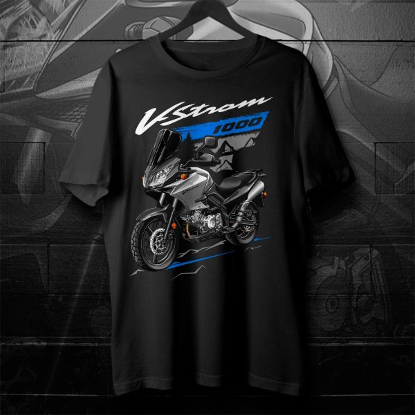 Suzuki V-Strom 1000 T-shirt 2008 Pearl Nebular Black & Metallic Mistic Silver Merchandise & Clothing Motorcycle Apparel