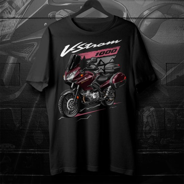 Suzuki V-Strom 1000 T-shirt 2009-2011 SE Touring - Candy Dark Cherry Red + Bags Merchandise & Clothing Motorcycle Apparel