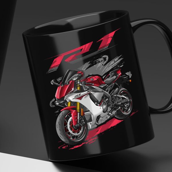 Black Mug Yamaha YZF-R1 2015 Rapid Red & Pearl White Merchandise & Clothing Motorcycle Apparel