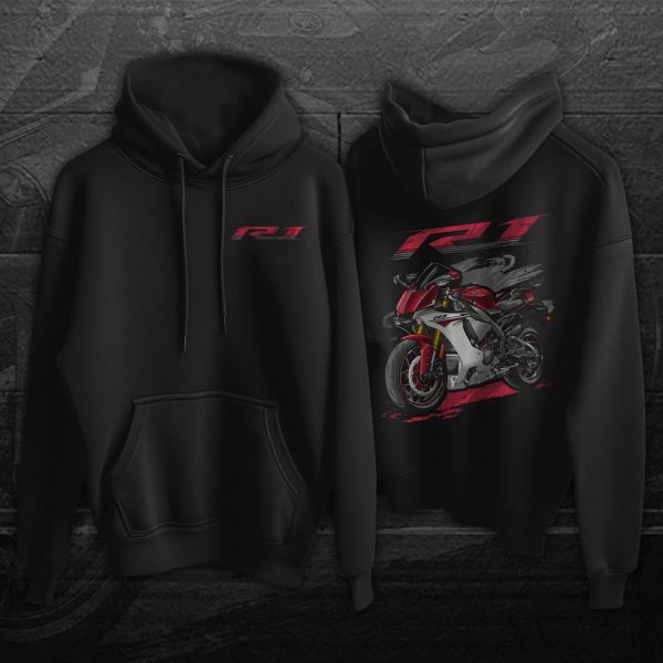 Hoodie Yamaha YZF-R1 2015 Rapid Red & Pearl White Merchandise & Clothing Motorcycle Apparel