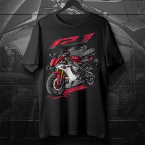 T-shirt Yamaha YZF-R1 2015 Rapid Red & Pearl White Merchandise & Clothing Motorcycle Apparel