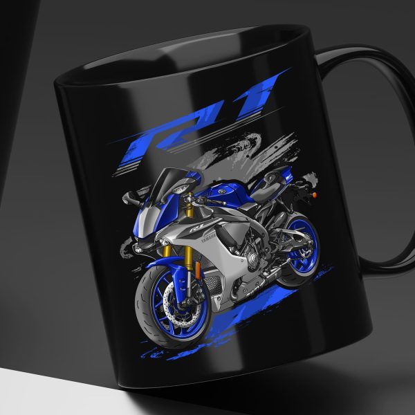 Black Mug Yamaha YZF-R1 2015 Team Yamaha Blue & Matte Silver Merchandise & Clothing Motorcycle Apparel