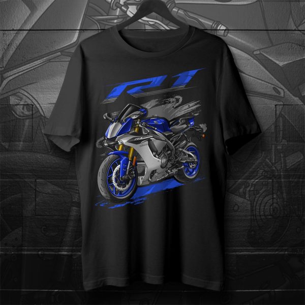 T-shirt Yamaha YZF-R1 2015 Team Yamaha Blue & Matte Silver Merchandise & Clothing Motorcycle Apparel