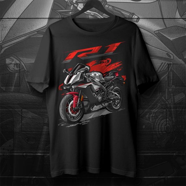 T-shirt Yamaha YZF-R1 2016 Intensity White & Raven & Rapid Red Merchandise & Clothing Motorcycle Apparel