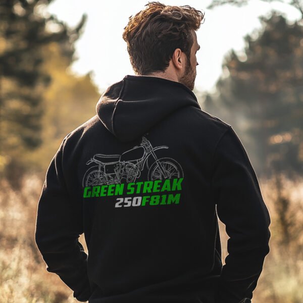 Kawasaki 250 F81M Green Streak 1971 Hoodie for Motorcycle Riders - Image 3