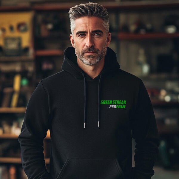 Kawasaki 250 F81M Green Streak 1971 Hoodie for Motorcycle Riders - Image 2