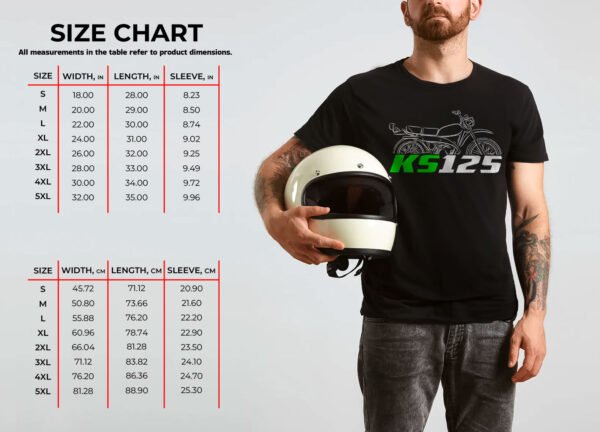 Kawasaki KS125 1974-1975 T-shirt for Motorcycle Riders - Image 3
