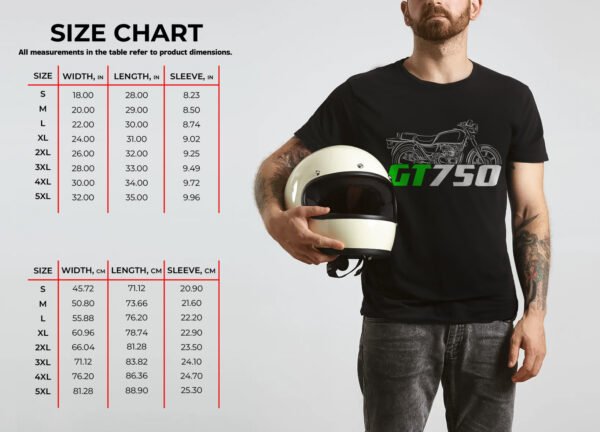 Kawasaki GT750 1982-1994 T-shirt for Motorcycle Riders - Image 2