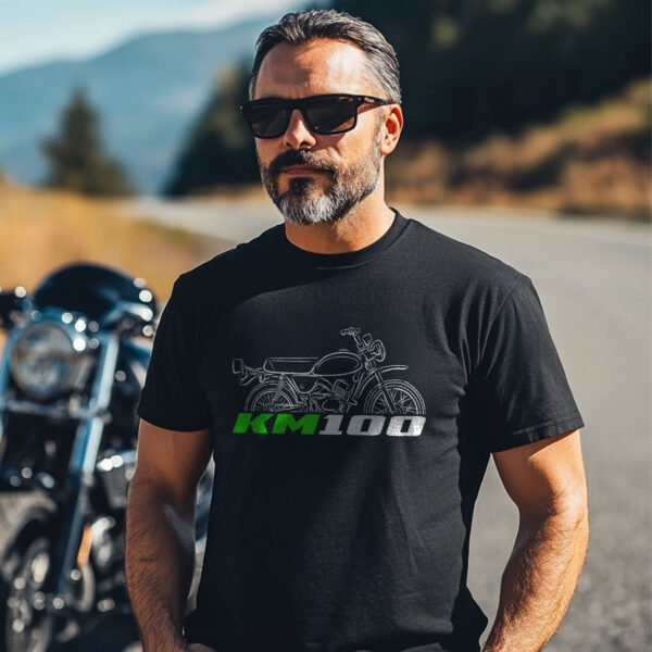 Kawasaki KM100 1976-1981 T-shirt for Motorcycle Riders - Image 3