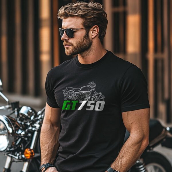 Kawasaki GT750 1982-1994 T-shirt for Motorcycle Riders - Image 3