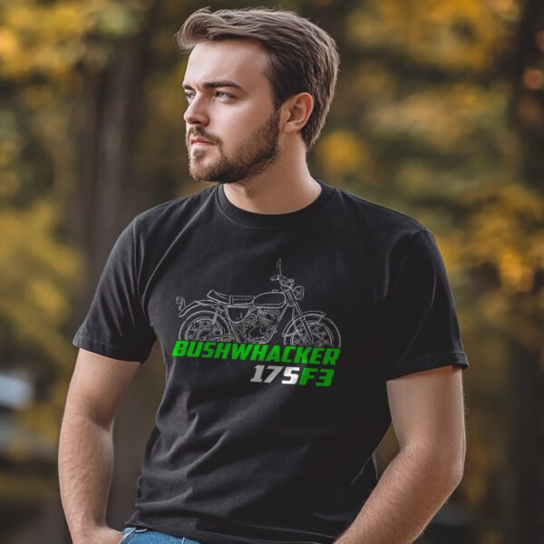 Kawasaki 175 F3 Bushwhacker 1968-1970 T-shirt for Motorcycle Riders - Image 2