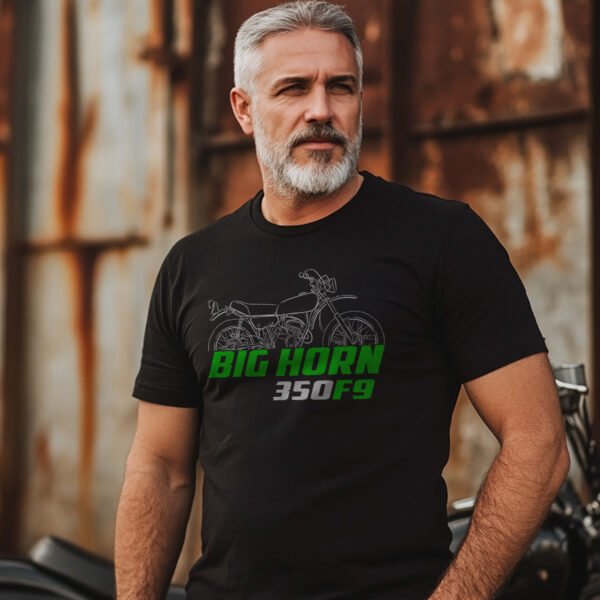 Kawasaki 350 F9 Big Horn 1972-1975 T-shirt for Motorcycle Riders - Image 2