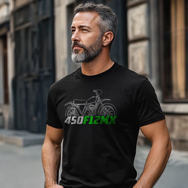 Kawasaki 450 F12MX 1973 T-shirt for Motorcycle Riders - Image 2