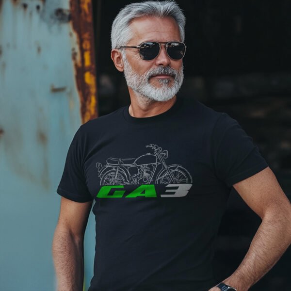 Kawasaki 90 GA3 1969-1970 T-shirt for Motorcycle Riders - Image 2