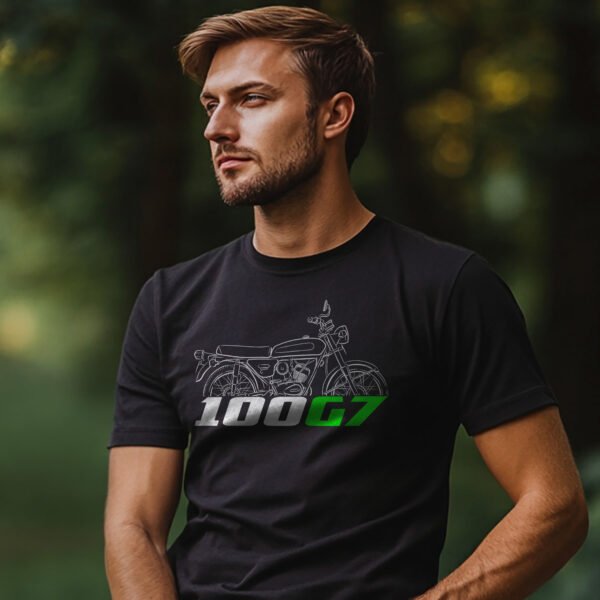 Kawasaki 100 G7 1973-1976 T-shirt for Motorcycle Riders - Image 2
